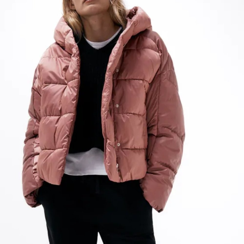 Zara Faux leather puffer jacket